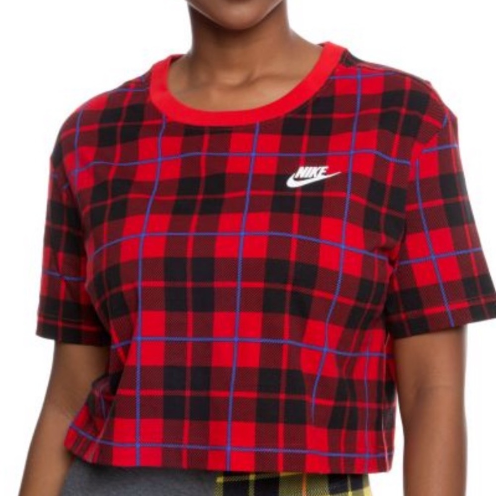 Nike Sportswear Futura Plaid Cropped Tee